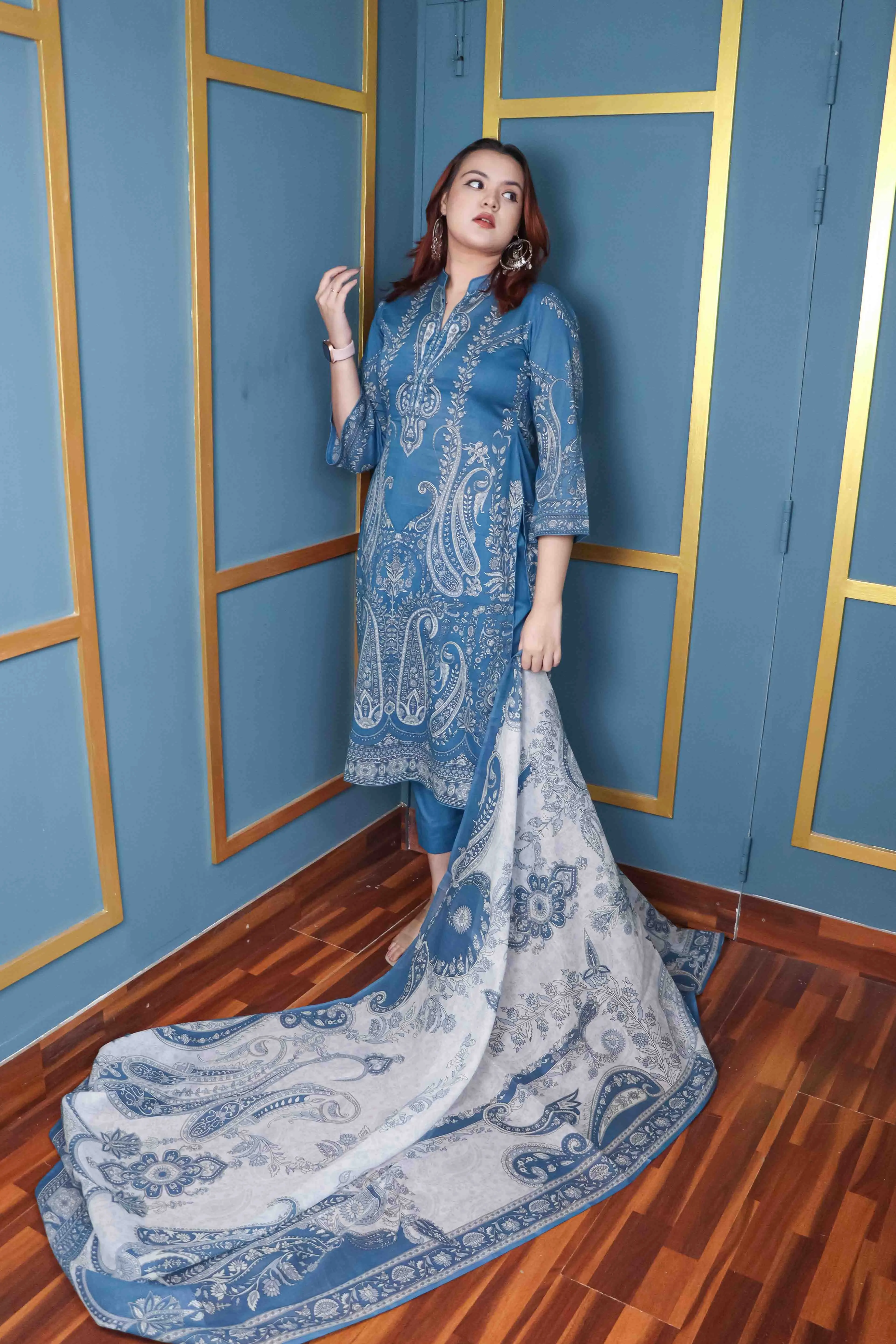 Ready Three Piece Lawn Cotton with Orna-c