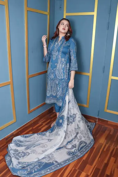 Ready Three Piece Lawn Cotton with Orna-c